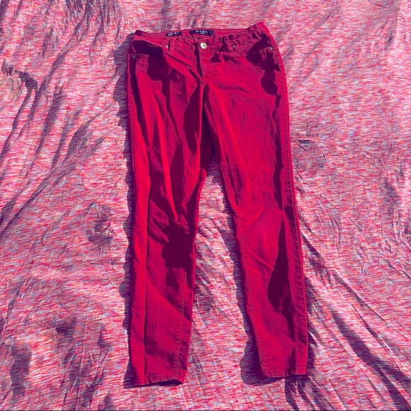 Red Denim Cigarette Fit Skinny Nine West Jeans - Picture 13 of 14